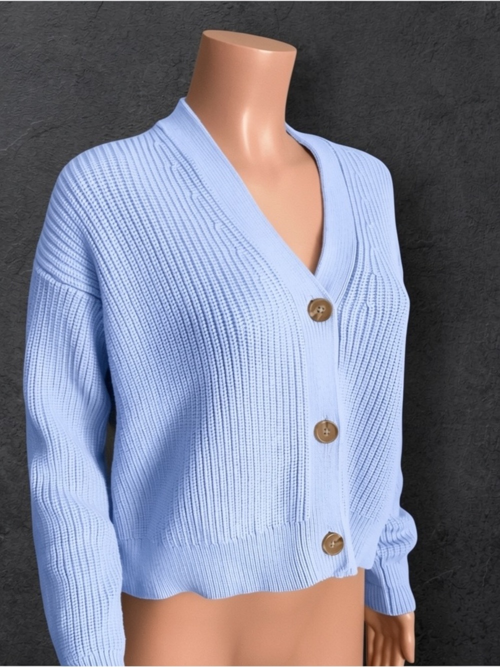 Quince Organic Cotton Fisherman Cardigan Oversized Sweater Sky Blue Size XS - Picture 3 of 9